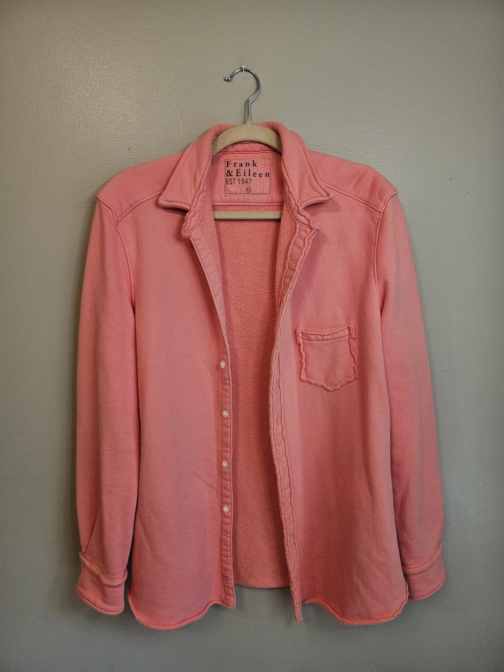 Frank & Eileen The Lab Coral Pink 2 Piece L Jogger Set With XL Shirt Jacket